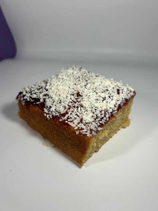 School Cake (Jam & Coconut Topping)